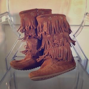 Sued moccasin booties